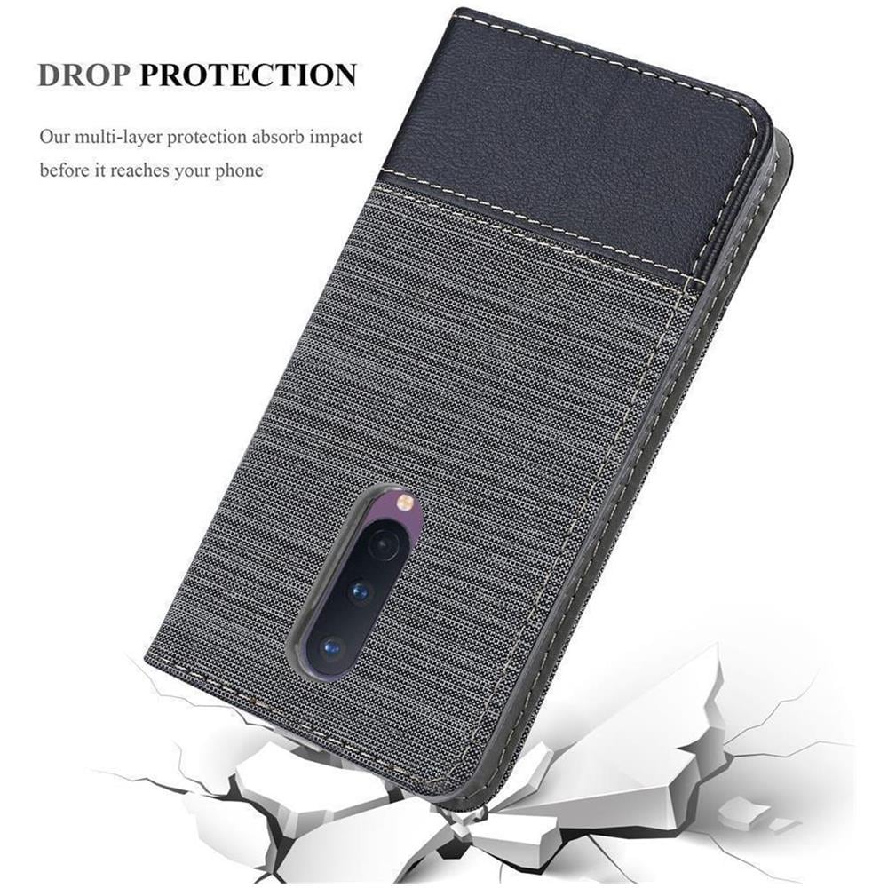 Custodia Compatibile Con Oneplus 8 In Grigio Nero - Coperchio Protettiva Con Chiusura Magnetica, Funzione Stand E Tasca Per Le Carte - Foto 8