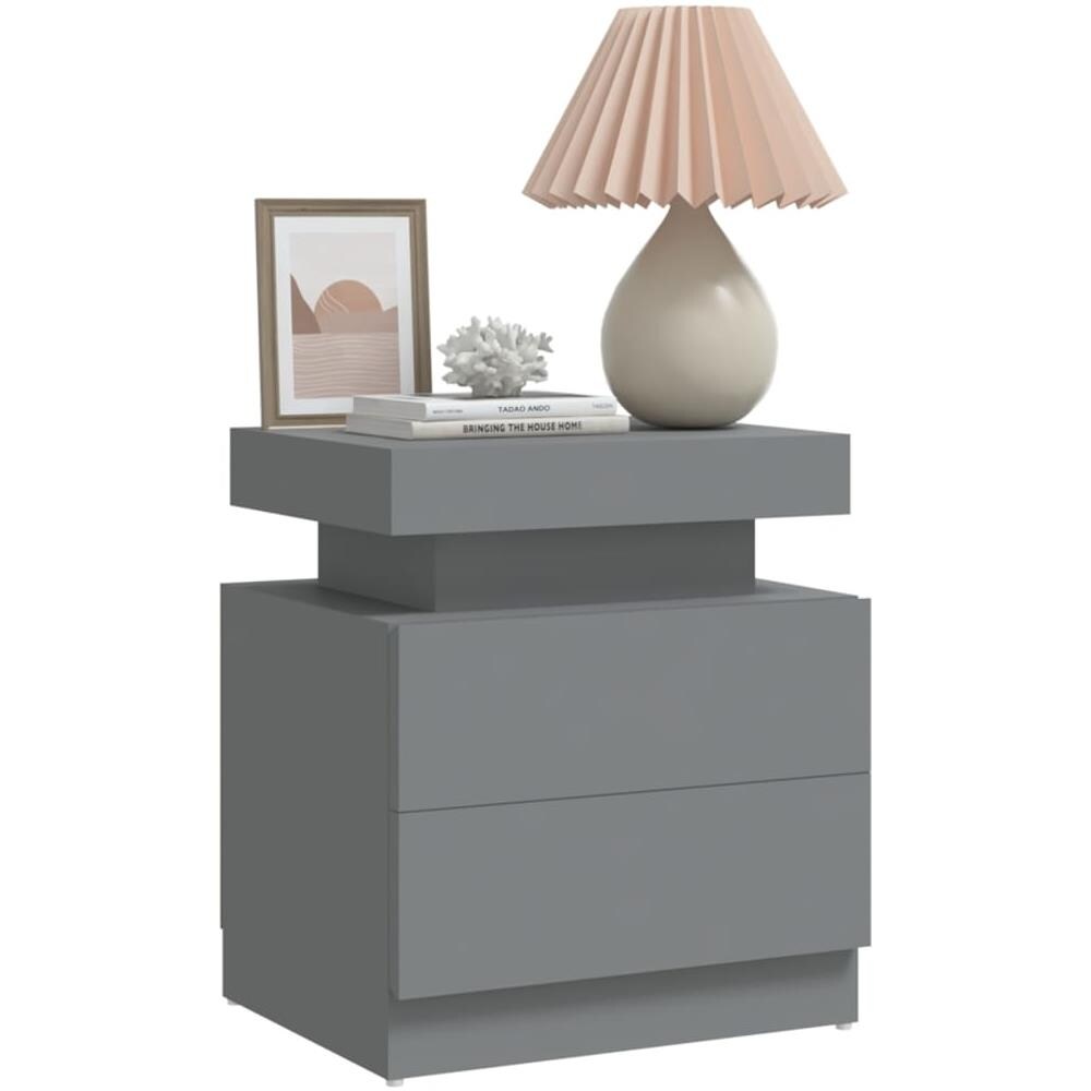 Comodino Grigio 45x35x52 cm in Legno Multistrato - Foto 3