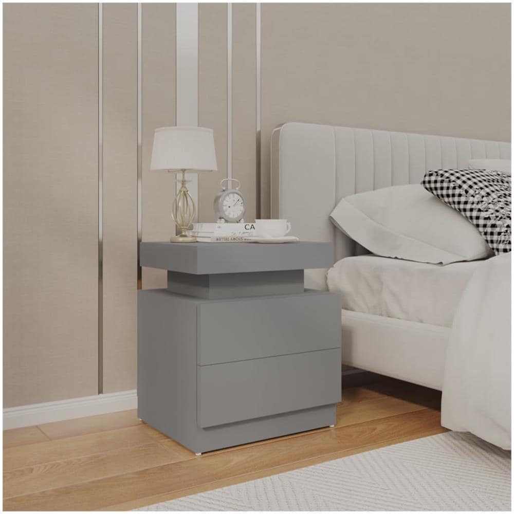 Comodino Grigio 45x35x52 cm in Legno Multistrato - Foto 1