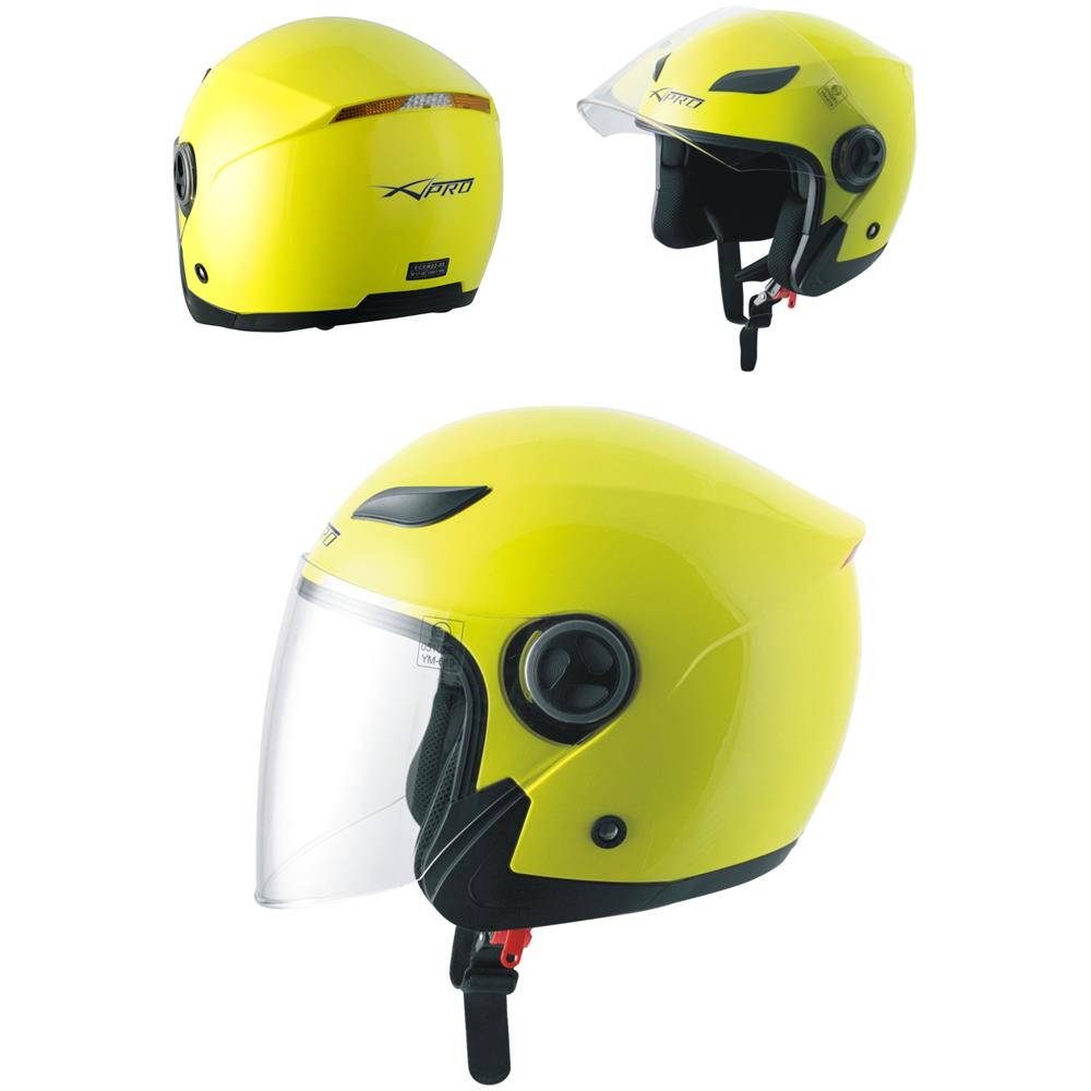 Casco Jet Visiera Lunga Scooter Moto Quad Omologato Ece 22 05 Giallo Fluo Xl - Foto 1