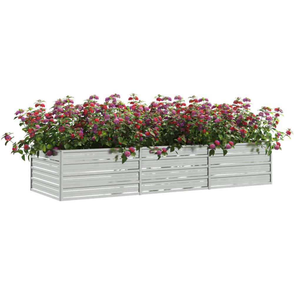 Letto Rialzato Giardino 240x80x45 cm in Acciaio Zincato Argento - Foto 2