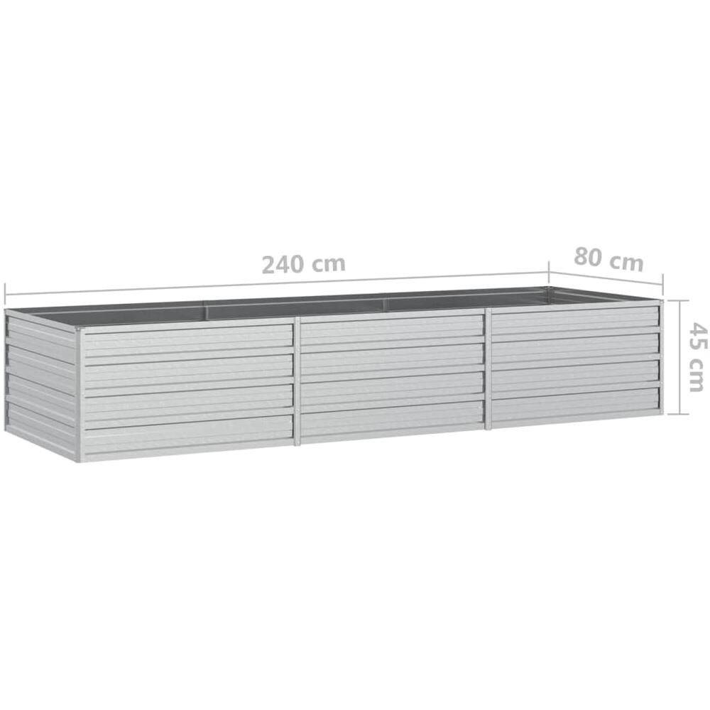 Letto Rialzato Giardino 240x80x45 cm in Acciaio Zincato Argento - Foto 6