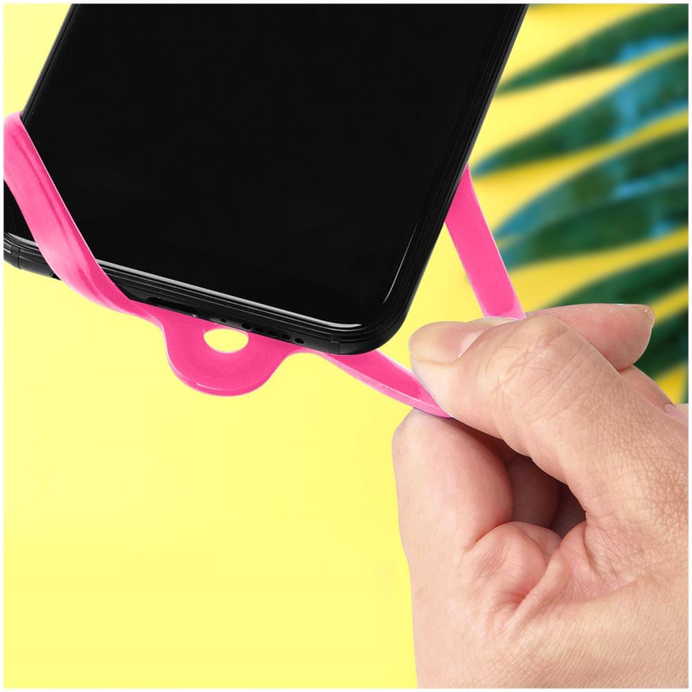 Cordoncino Smartphone Con Silicone Universale Espandibile Regolabile 90cm Fucsia - Foto 2