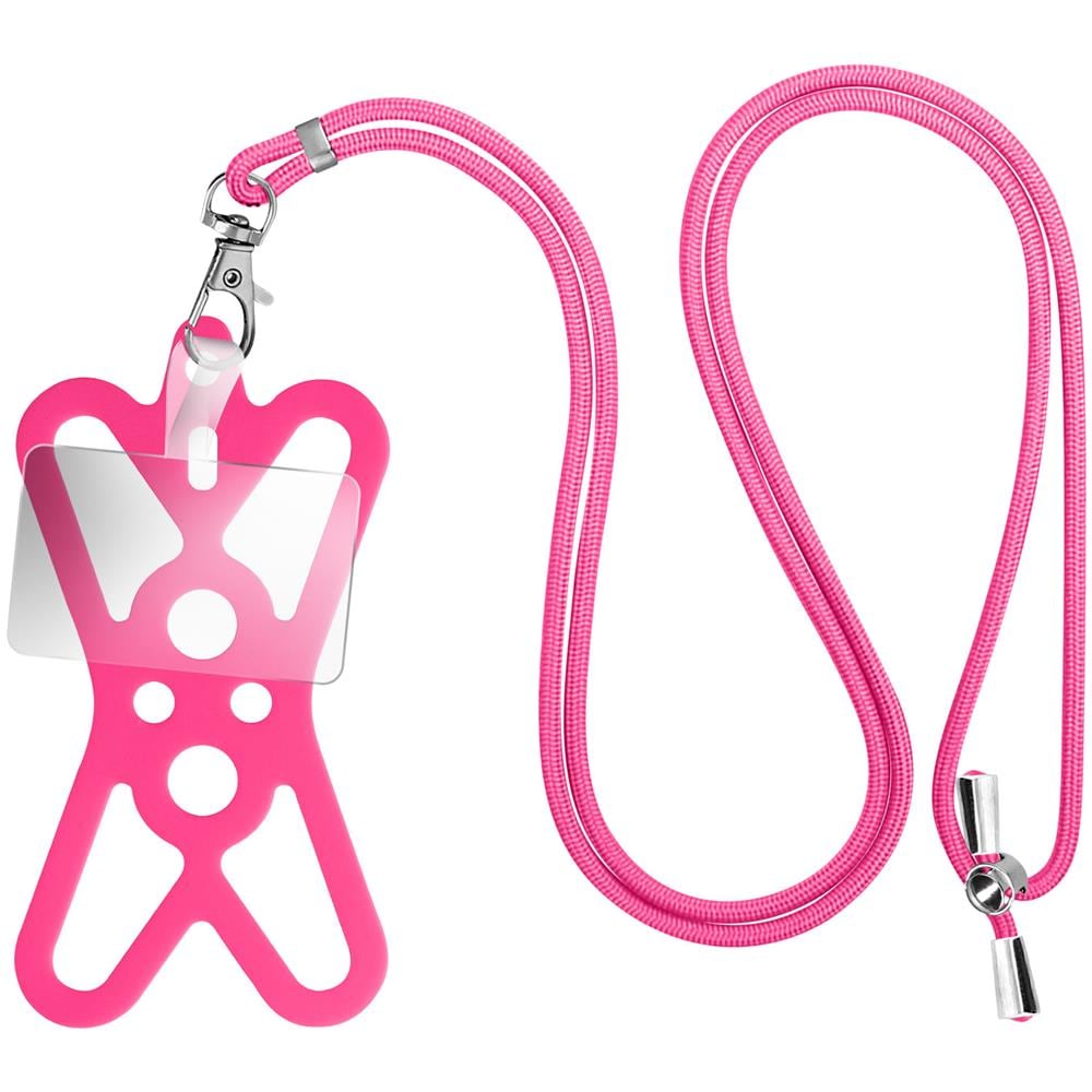 Cordoncino Smartphone Con Silicone Universale Espandibile Regolabile 90cm Fucsia - Foto 1