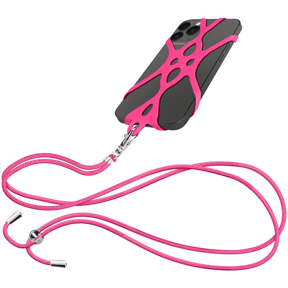Cordoncino Smartphone Con Silicone Universale Espandibile Regolabile 90cm Fucsia - Foto 7