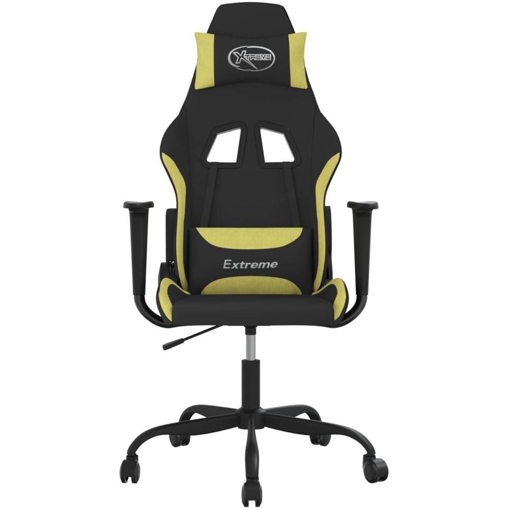 Sedia da Gaming Nero e Verde Chiaro in Tessuto - Foto 10