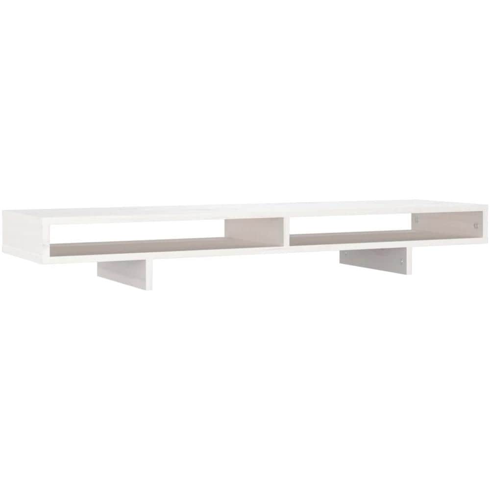 Supporto Per Monitor Bianco 100x27x14 Cm Legno Massello Di Pino - Foto 2