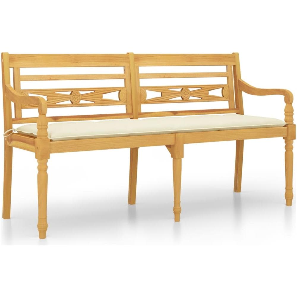 Panchina Batavia Con Cuscino Crema 150 Cm Legno Massello Teak - Foto 2