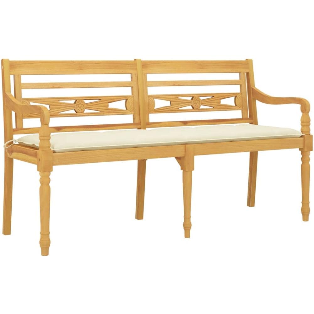 Panchina Batavia Con Cuscino Crema 150 Cm Legno Massello Teak - Foto 3