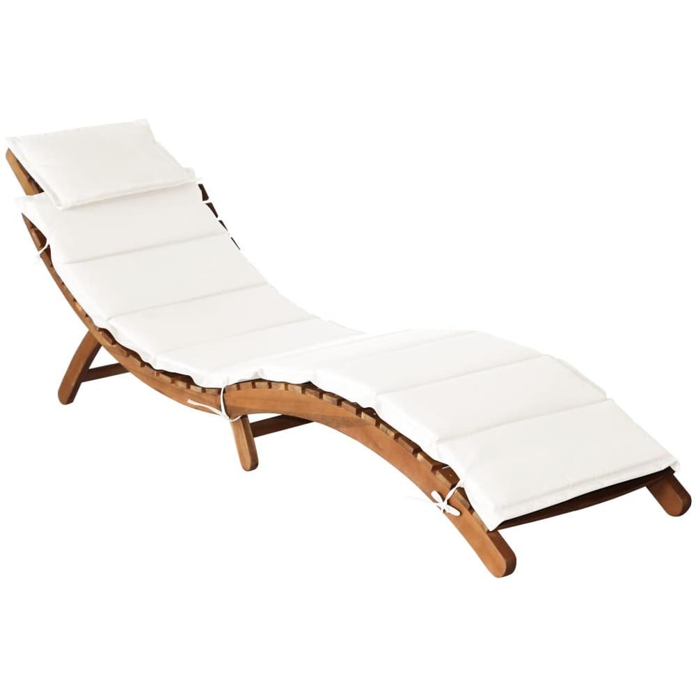Lettini Prendisole Con Cuscini 2pz Bianco Crema Massello Acacia - Foto 2