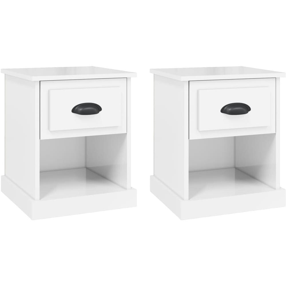 Comodini 2 Pz Bianco Lucido 39x39x47,5 Cm In Legno Multistrato - Foto 2