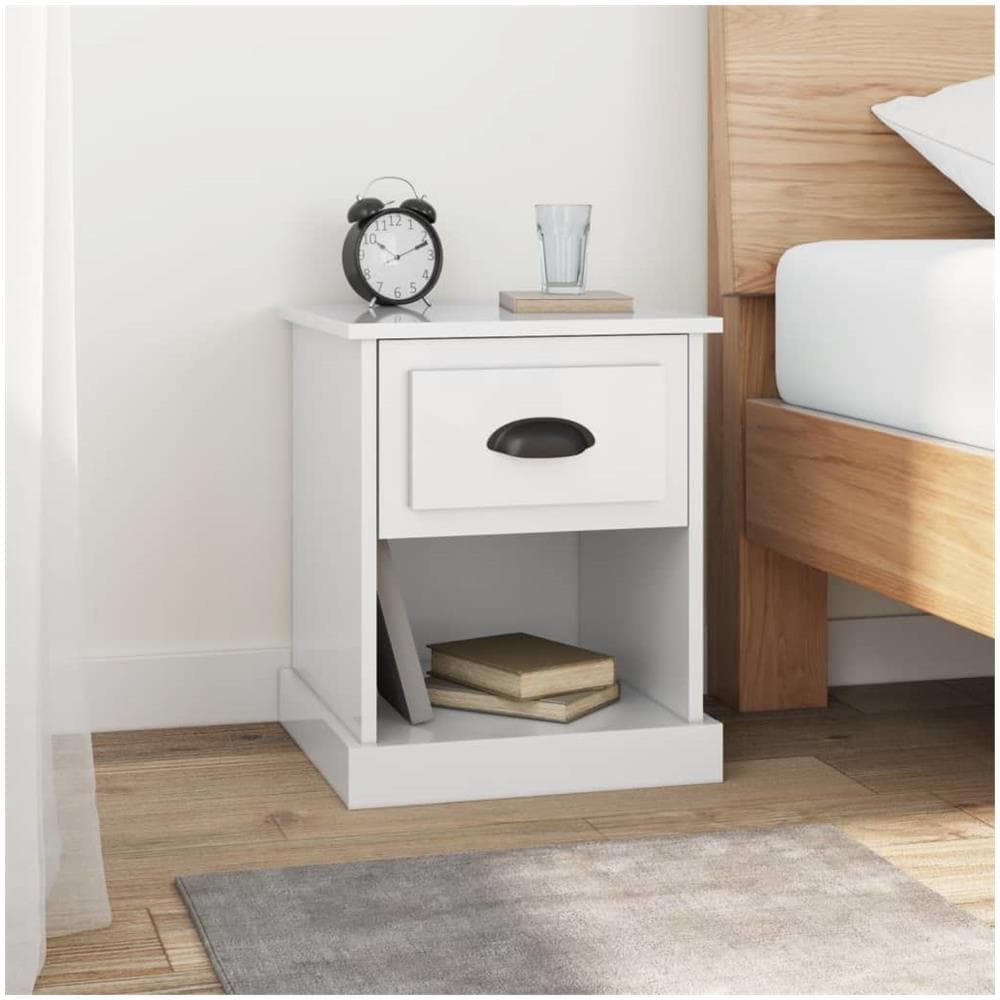 Comodini 2 Pz Bianco Lucido 39x39x47,5 Cm In Legno Multistrato - Foto 1