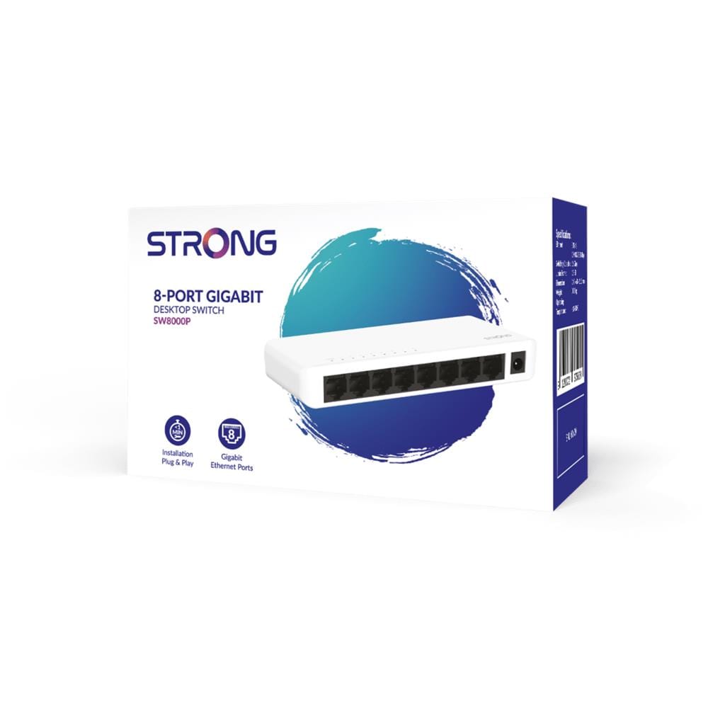 Switch SW8000P con 8 Porte Ethernet RJ45 Gigabit 10/100/1000 Mbps Colore Bianco - Foto 4