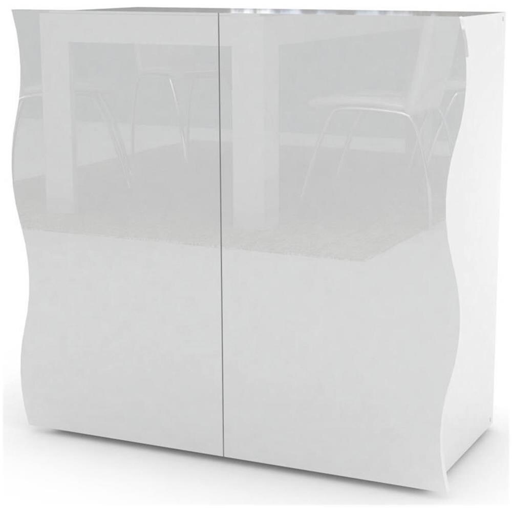 Credenza Nicolò, Madia Da Cucina A 2 Ante, Buffet Da Soggiorno, 100% Made In Italy, Cm 90x40h81, Bianco Lucido - Foto 2