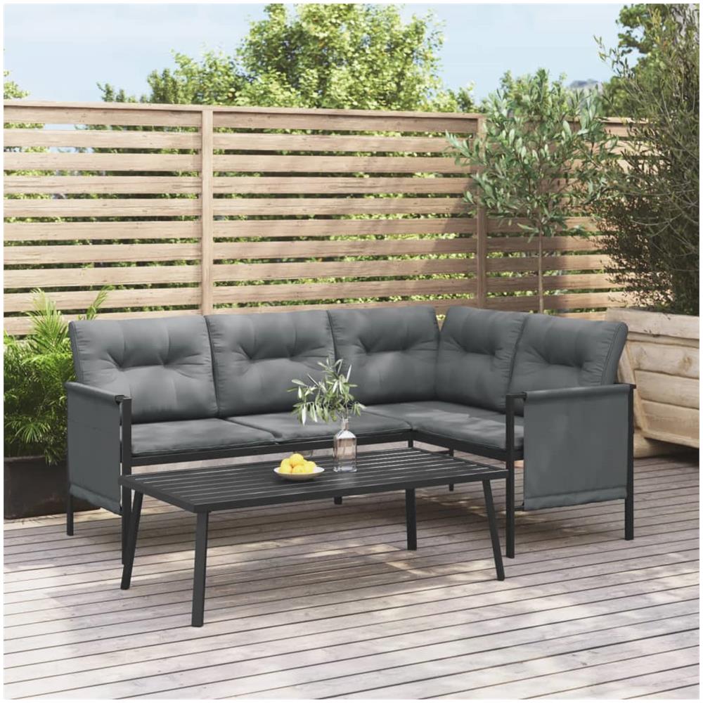 Tavolino da Giardino Antracite 110x55x35 cm Acciaio - Foto 1