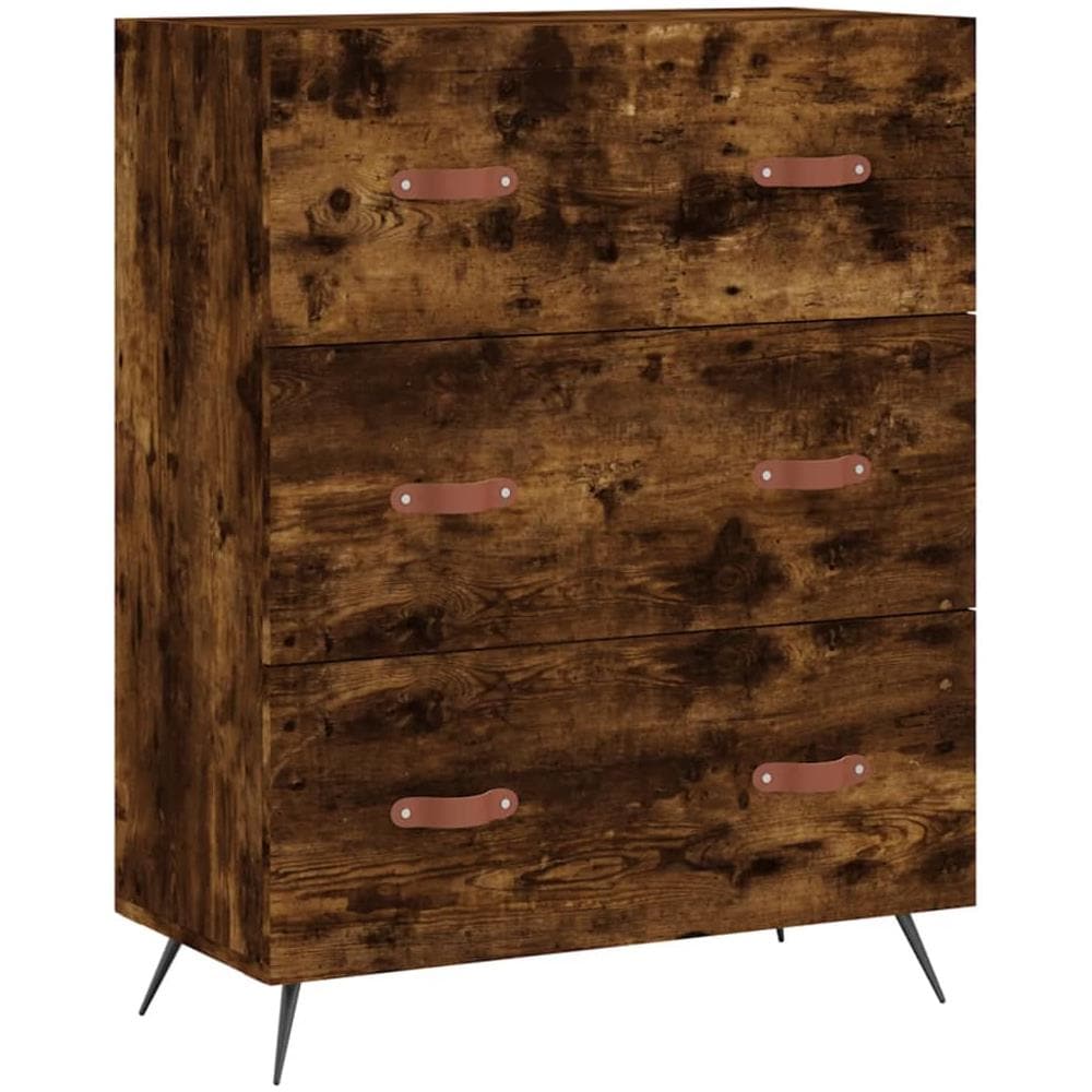 Cassettiera Rovere Fumo 69,5x34x90 Cm In Legno Multistrato - Foto 2