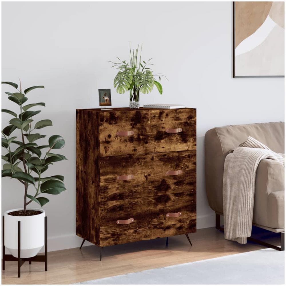 Cassettiera Rovere Fumo 69,5x34x90 Cm In Legno Multistrato - Foto 1