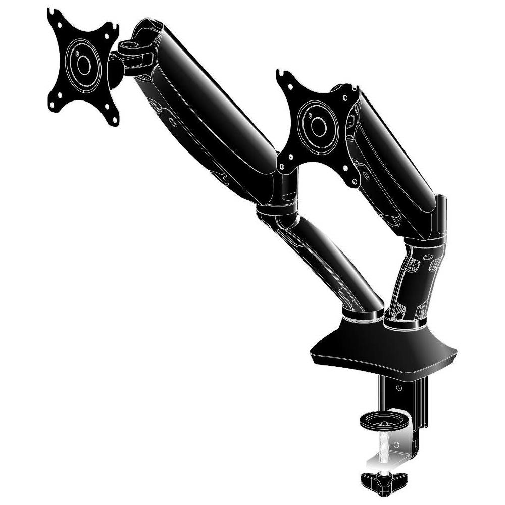 Supporto da Scrivania DS3002C-B1 per 2 Monitor 10" - 27" con 2 Braccia Portata 5 kg per Braccio - Foto 1
