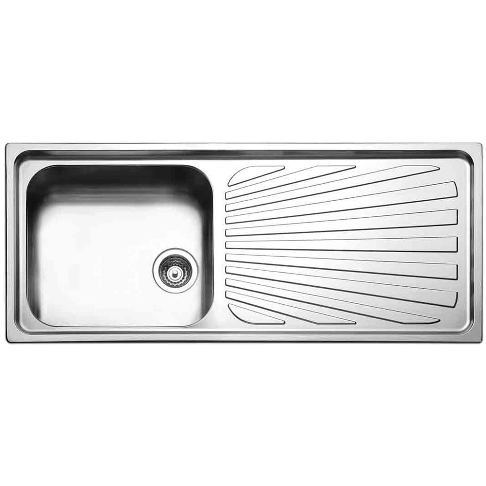 Serie Torino Lavello da Incasso 1 Vasche con Gocciolatoio Destra Dimensioni 116x50 cm Colore Inox - Foto 1