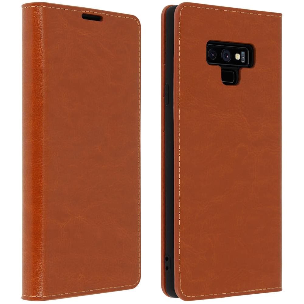 Custodia Samsung Galaxy Note 9 In Pelle Portafoglio Funzione Supporto Cammello - Foto 1
