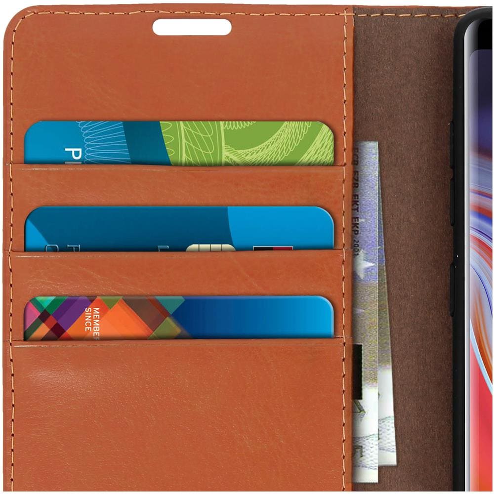 Custodia Samsung Galaxy Note 9 In Pelle Portafoglio Funzione Supporto Cammello - Foto 5