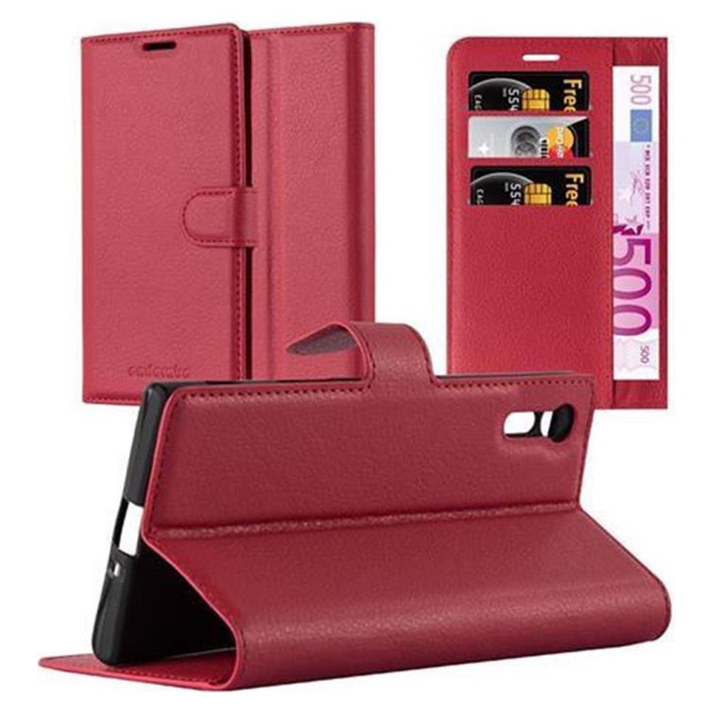 Custodia Compatibile Con Sony Xperia Xz / Xzs In Rosso Carminio - Coperchio Protettiva Con Chiusura Magnetica, Funzione Stand E Tasca Per Le Carte - Foto 1