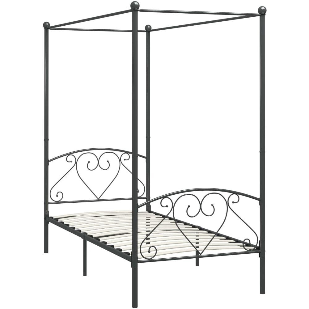 Letto A Baldacchino Grigio In Metallo 100x200 Cm - Foto 2
