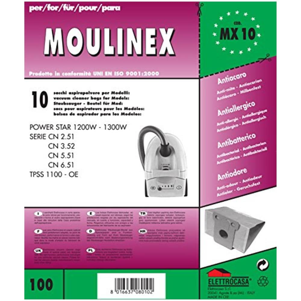 Mx10 Confezione N 10 Sacchi Moulinex Power Star Serie Cn 6.51 Tpss 1100oe Power - Foto 1