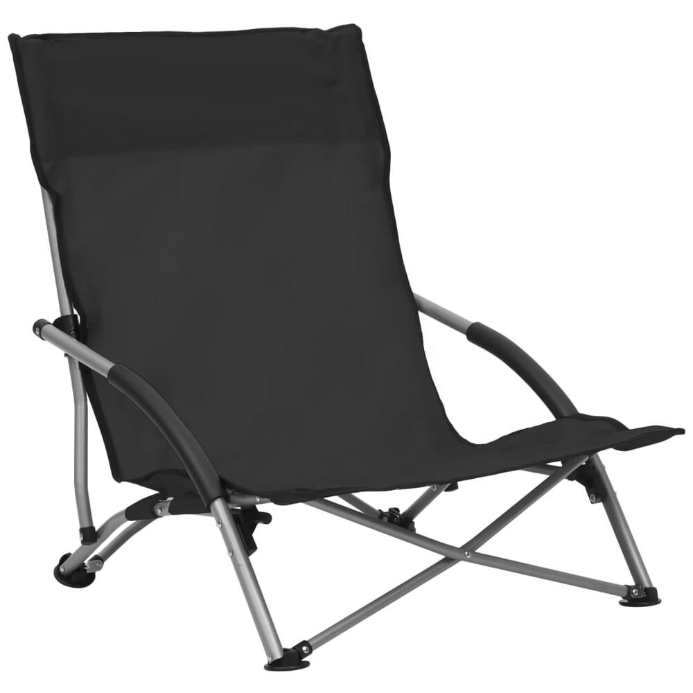 Sedie da Spiaggia Pieghevoli 2 pz in Tessuto Nero - Foto 2