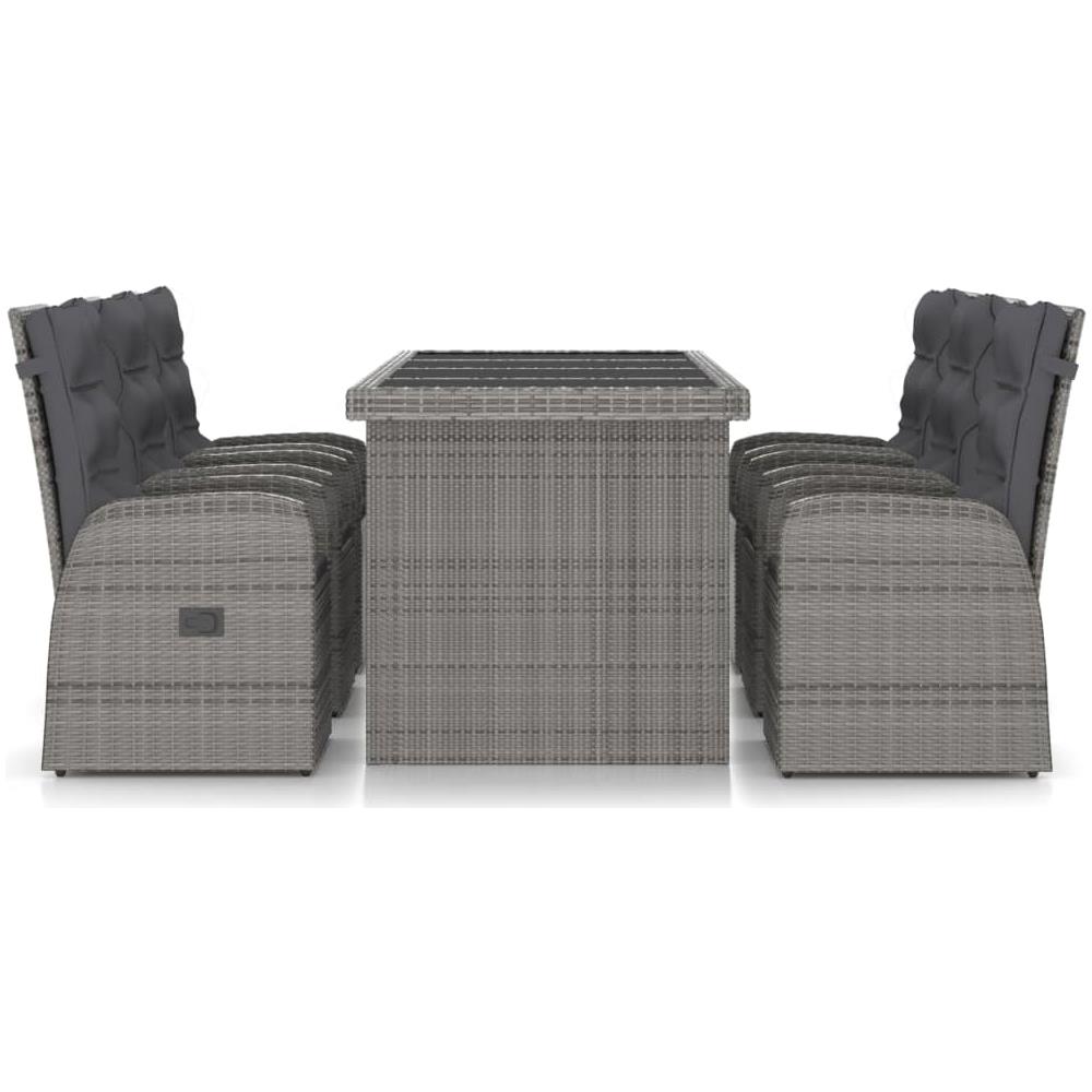 Set da Pranzo per Esterni 7 pz con Cuscini in Polyrattan Grigio - Foto 2