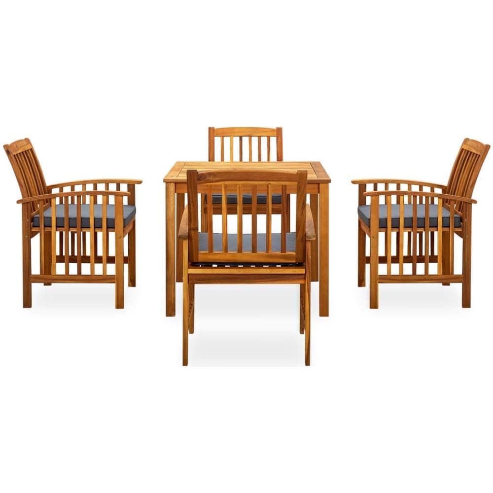Set Da Pranzo Da Giardino 5 Pz Con Cuscini Massello Di Acacia - Foto 2