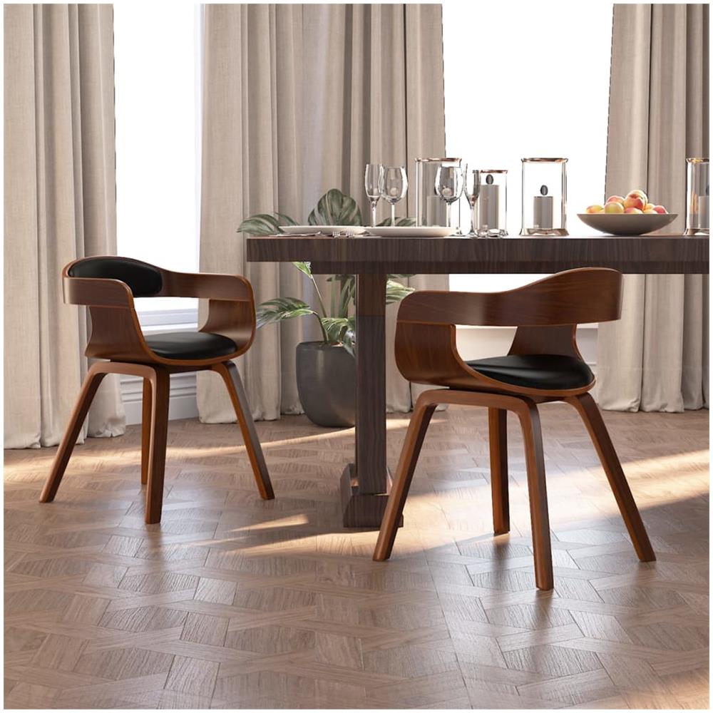 Sedie da Pranzo 2 pz Nere in Legno Curvato e Similpelle - Foto 3