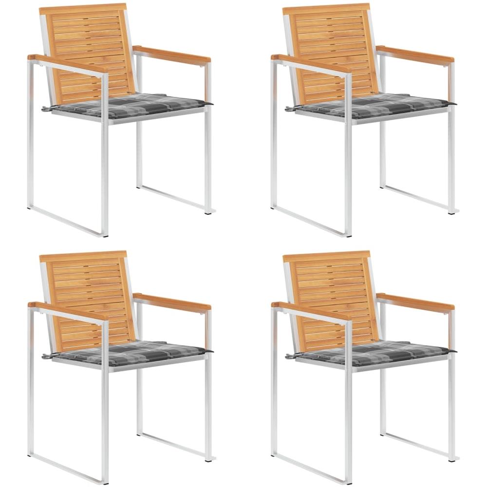 Sedie Da Giardino Con Cuscini 4 Pz In Legno Massello Di Teak - Foto 1