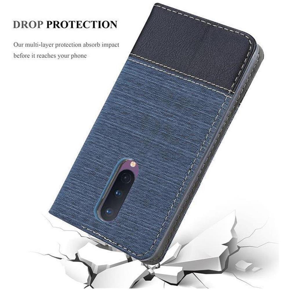 Custodia Compatibile Con Oneplus 8 In Blu Scuro Nero - Coperchio Protettiva Con Chiusura Magnetica, Funzione Stand E Tasca Per Le Carte - Foto 8