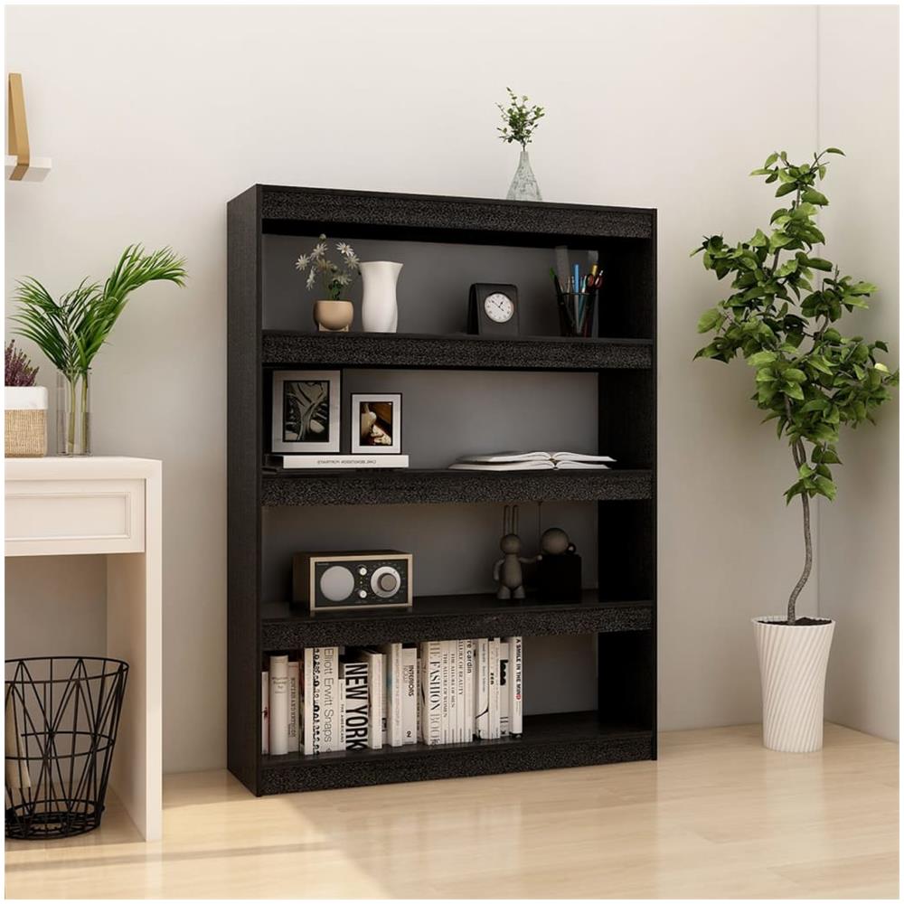 Libreria / divisorio Nero 100x30x135,5 Cm In Legno Di Pino - Foto 1