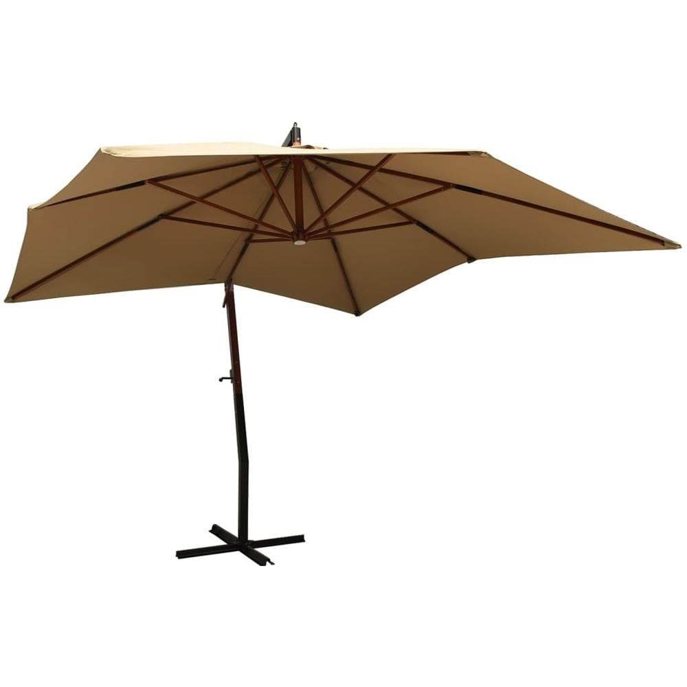 VidaXL Ombrellone A Sbalzo Con Doppio Telo 400x300 Cm – Tortora, Base A Croce, Rotazione 360°