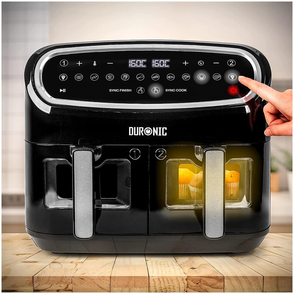 Af24 Friggitrice Ad Aria 9l 2400w - Air Fryer Doppio Cestello Con Sync Cook /finish, 10 Programmi, Finestre Trasparenti, 50-200°c - Foto 2