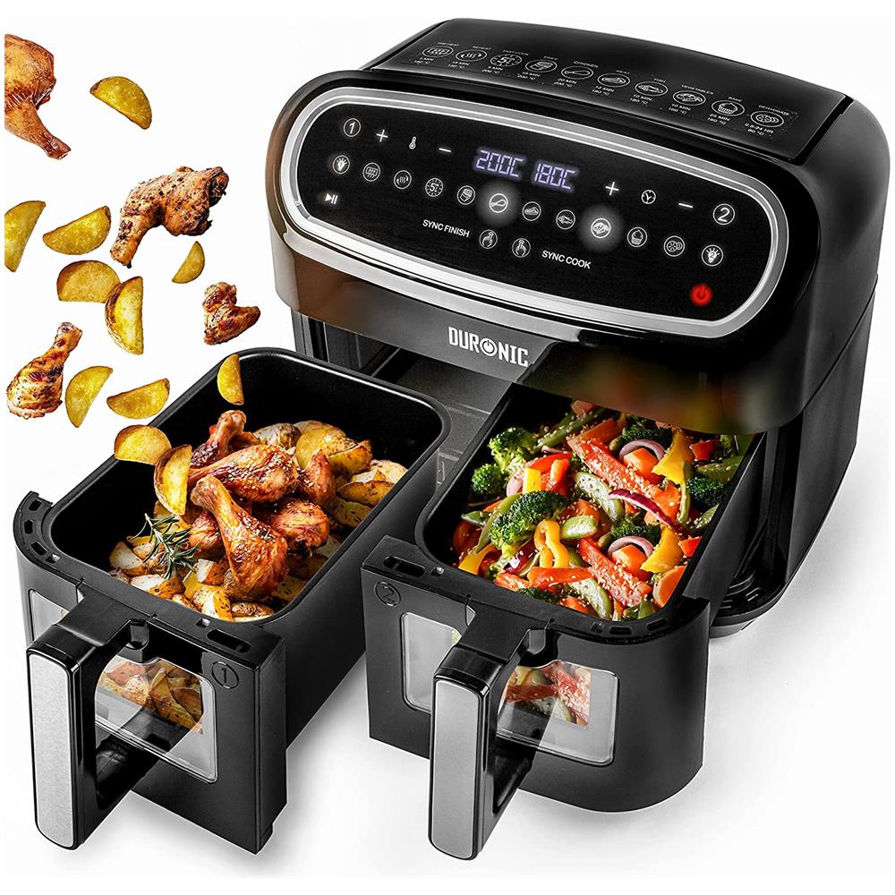 Af24 Friggitrice Ad Aria 9l 2400w - Air Fryer Doppio Cestello Con Sync Cook /finish, 10 Programmi, Finestre Trasparenti, 50-200°c - Foto 1