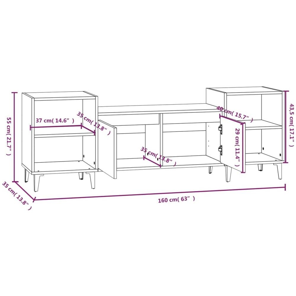 Mobile Per Tv Grigio Cemento 160x35x55 Cm Legno Multistrato - Foto 2