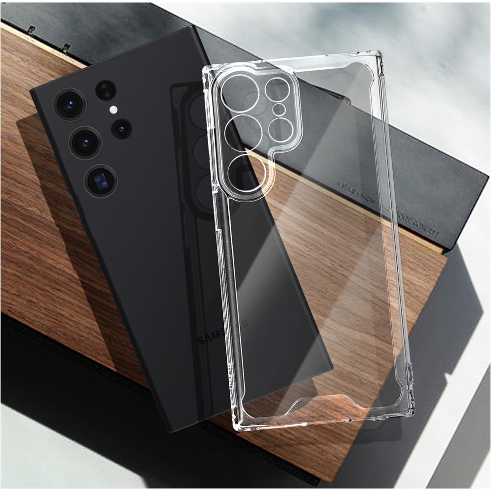 Cover Per Samsung Galaxy S23 Ultra Retro Rigido Angoli Antiurti Trasparente - Foto 2