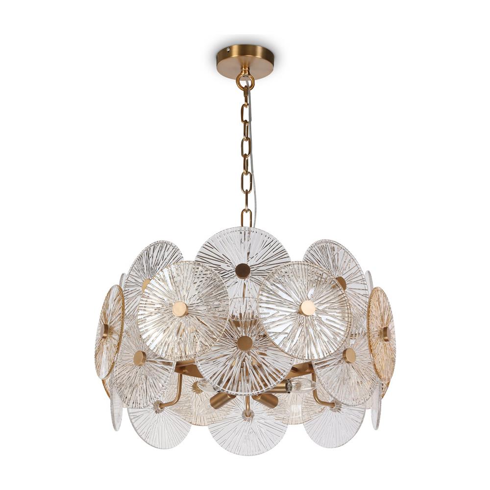 Lampadario Contemporaneo Aster Metallo Oro 8 Luci Con Diffusore In Vetro - Foto 1