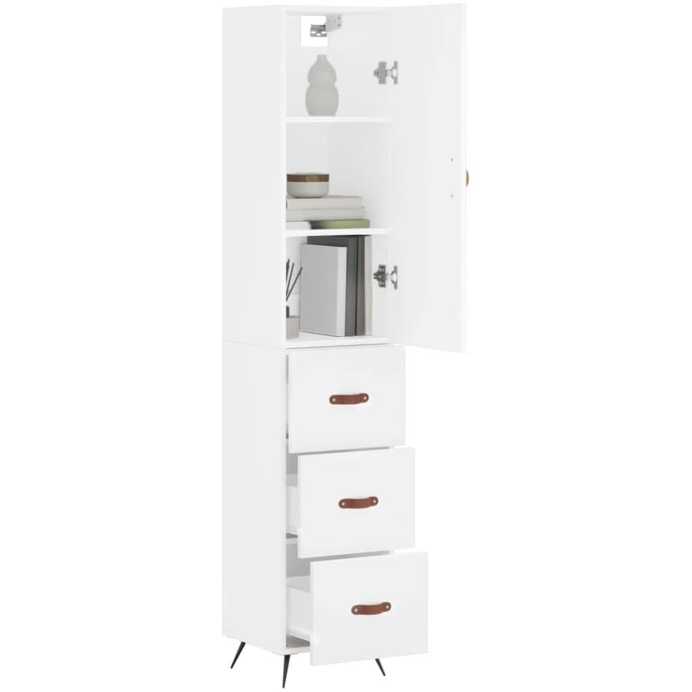 Credenza Bianca 34,5x34x180 Cm In Legno Multistrato - Foto 3