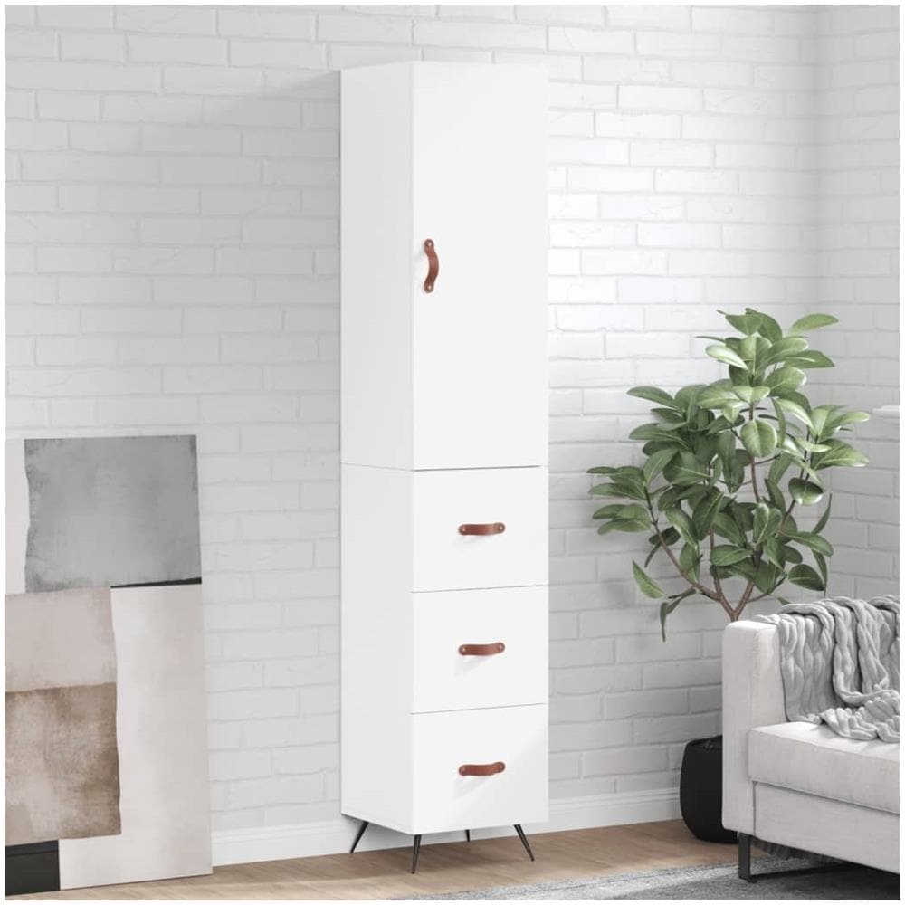 Credenza Bianca 34,5x34x180 Cm In Legno Multistrato - Foto 1