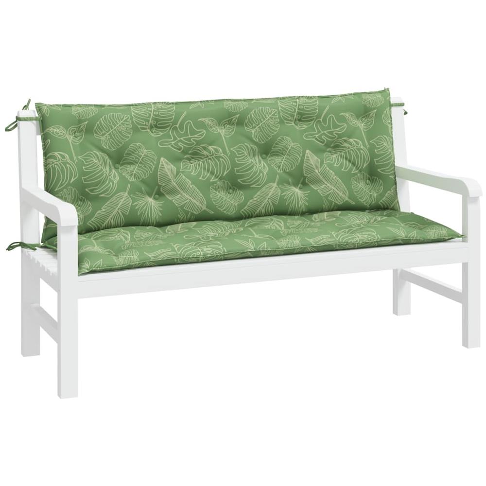 Cuscini Panca Giardino 2 Pz Motivo A Foglie 150x50x7 Cm Tessuto - Foto 3