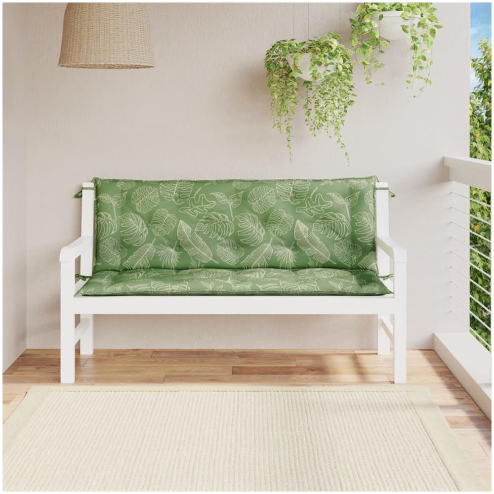 Cuscini Panca Giardino 2 Pz Motivo A Foglie 150x50x7 Cm Tessuto - Foto 1