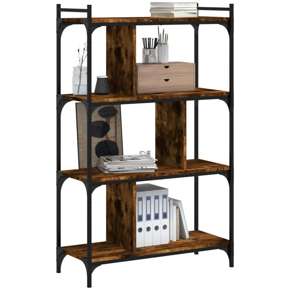 Libreria Rovere Fumo 4 Ripiani 76x32x123 Cm Legno Multistrato - Foto 3