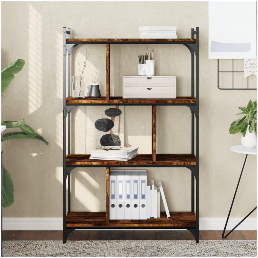 Libreria Rovere Fumo 4 Ripiani 76x32x123 Cm Legno Multistrato - Foto 1