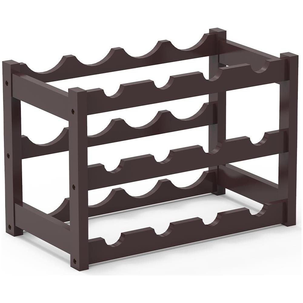 Cantinetta Portavino In Legno Bambã¹ Noce Con 12 Scomparti Bar Portabottiglie - Foto 1