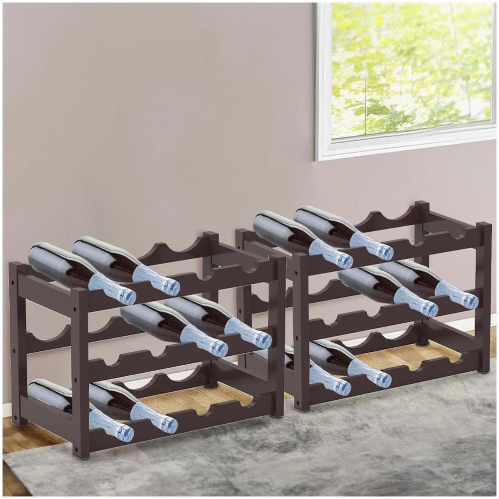 Cantinetta Portavino In Legno Bambã¹ Noce Con 12 Scomparti Bar Portabottiglie - Foto 2