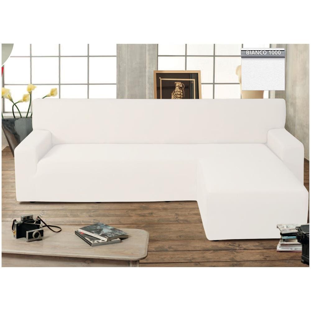 Copridivano Genius Con Penisola Chaise Longue Modello Swing Colore Bianco Destra Bianco - Foto 1